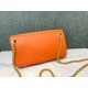 Valentino Stud Sign Shoulder Bag In Orange Nappa Leather