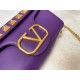 Valentino Stud Sign Shoulder Bag In Purple Nappa Leather