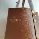 Valentino Roman Stud Tote Bag In Brown Grained Leather