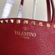 Valentino Rockstud Large Shopping Bag In Red Leather