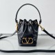 Valentino VLogo Signature Mini Bucket Bag in Black Calfskin