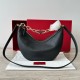 Valentino VLogo Moon Small Hobo Bag with Chain in Black Leather