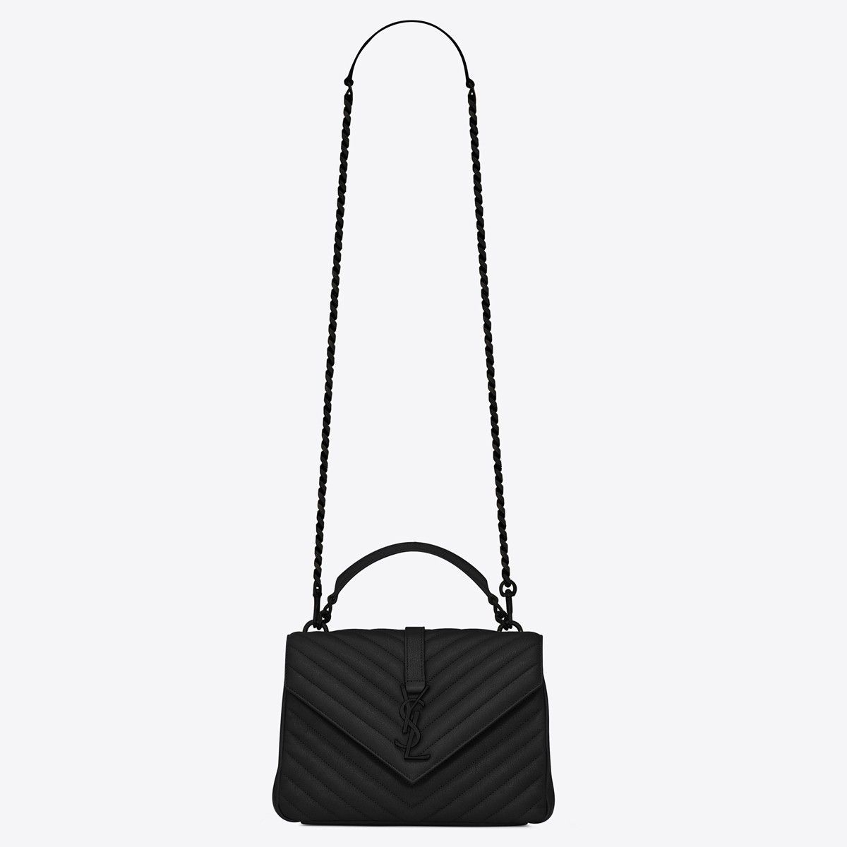 Saint Laurent College Medium Chain Bag with Black Hardware