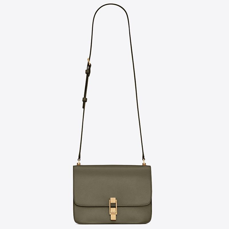 Saint Laurent Le Carre Satchel Bag In Olive Calfskin