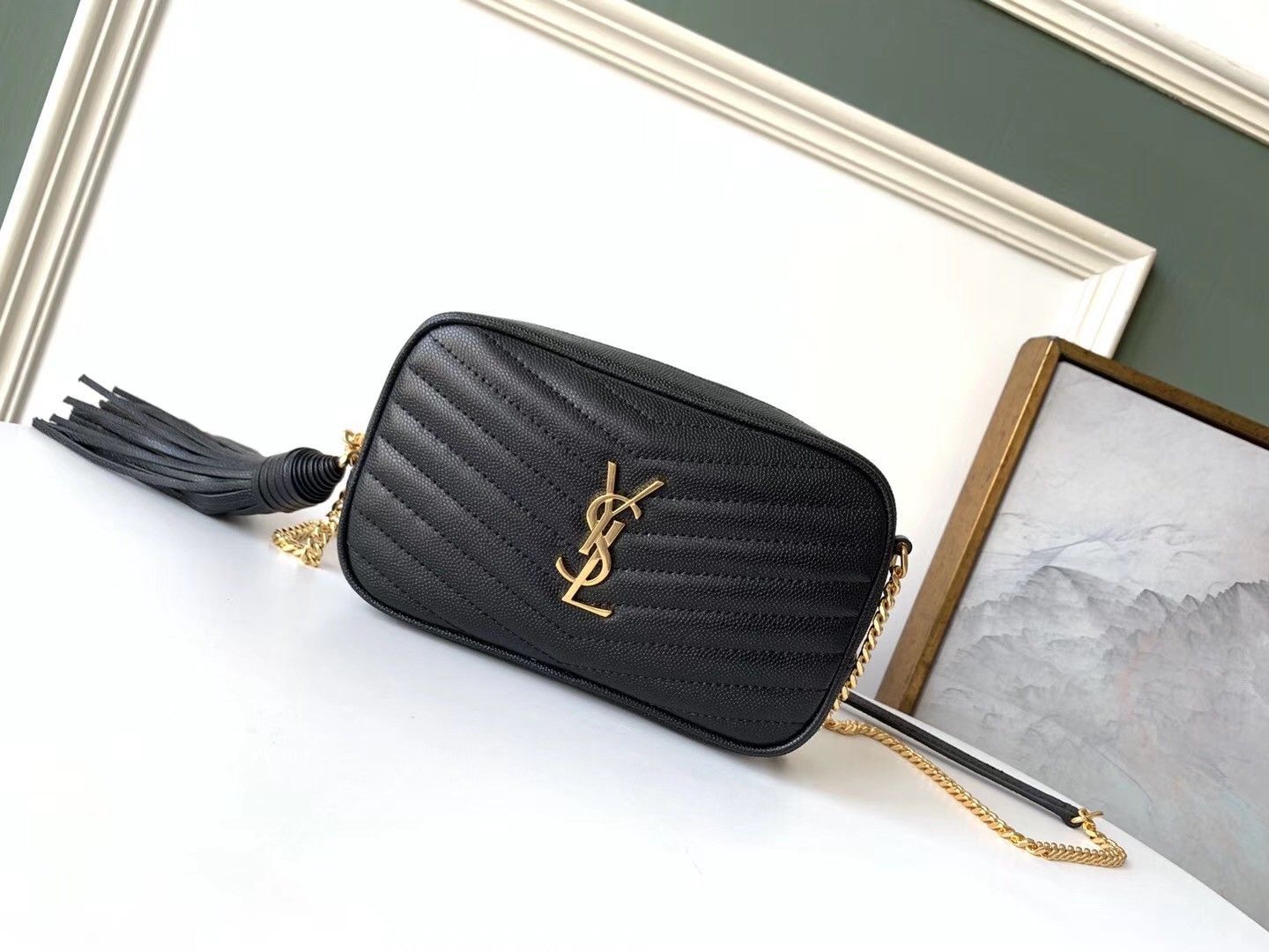 Saint Laurent Lou Mini Bag In Black Calfskin