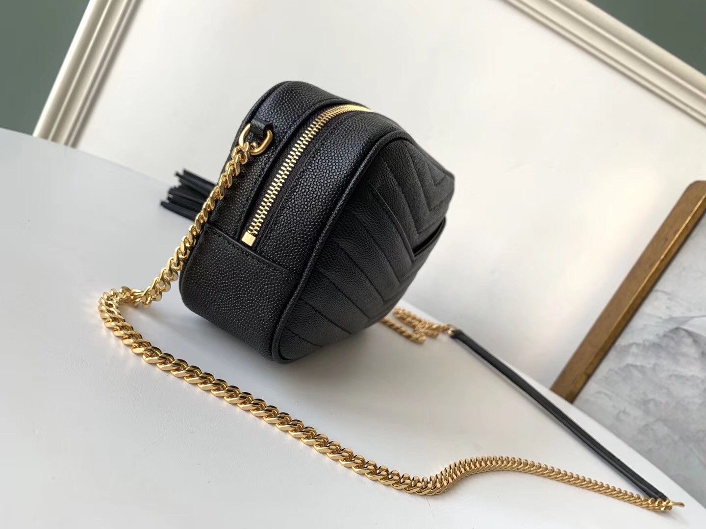 Saint Laurent Lou Mini Bag In Black Calfskin