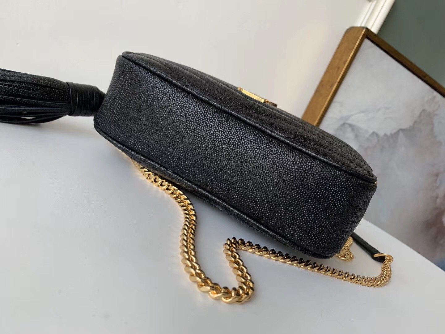 Saint Laurent Lou Mini Bag In Black Calfskin