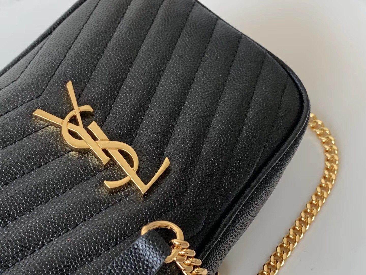 Saint Laurent Lou Mini Bag In Black Calfskin