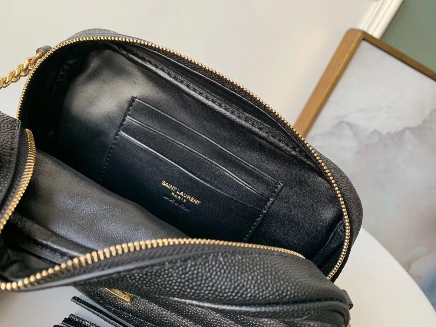 Saint Laurent Lou Mini Bag In Black Calfskin