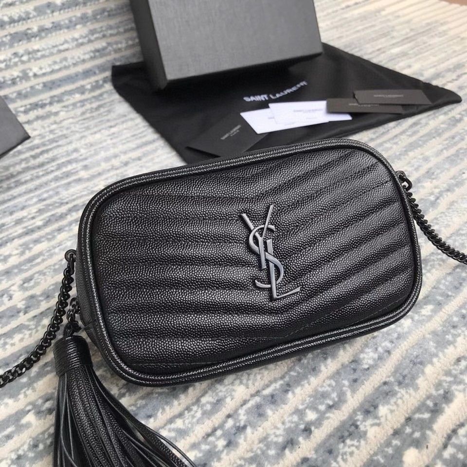 Saint Laurent Lou Mini Bag In Black Calfskin