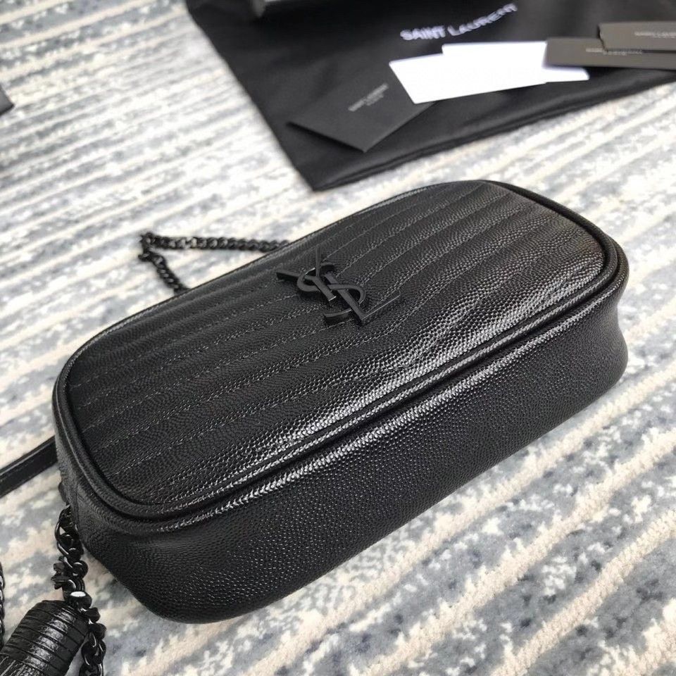 Saint Laurent Lou Mini Bag In Black Calfskin