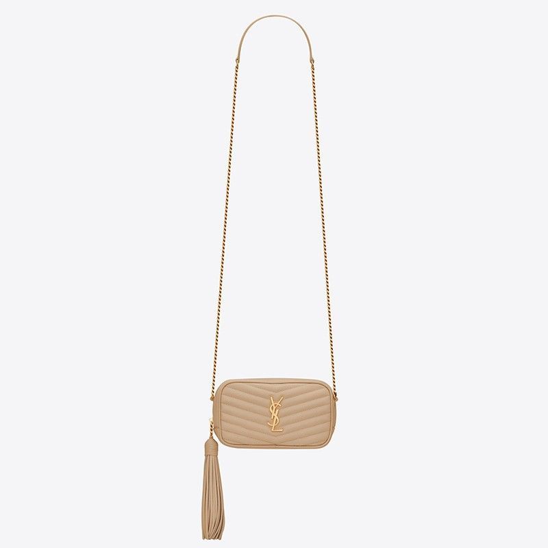 Saint Laurent Lou Mini Bag In Beige Calfskin