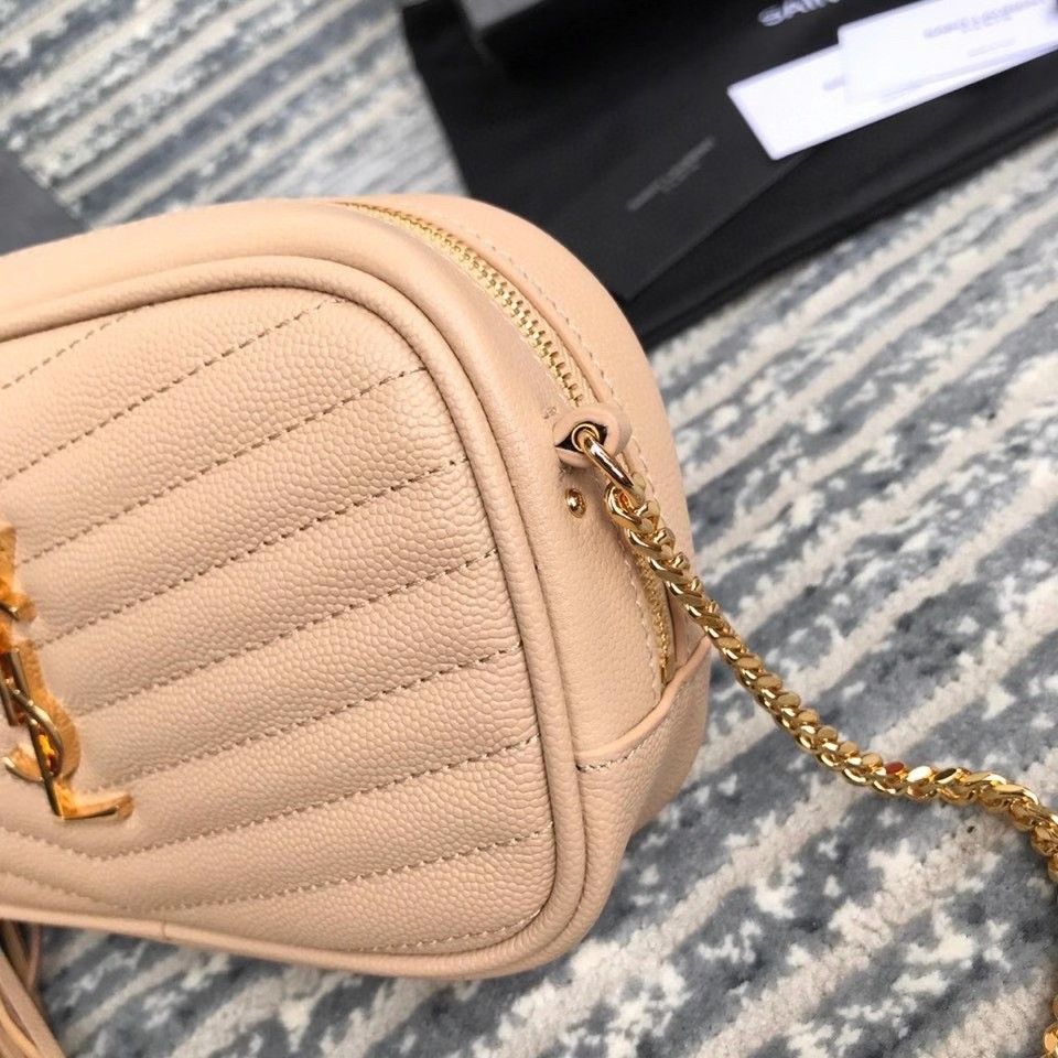 Saint Laurent Lou Mini Bag In Beige Calfskin