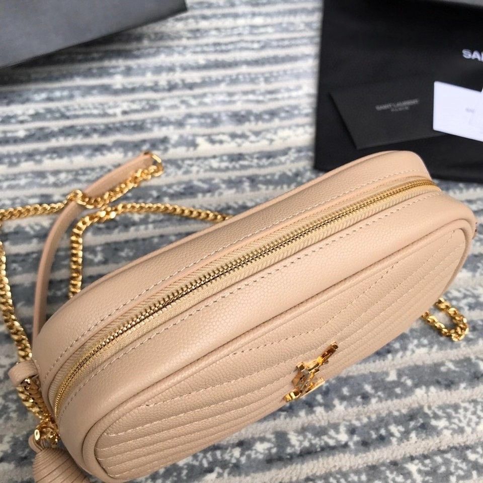 Saint Laurent Lou Mini Bag In Beige Calfskin