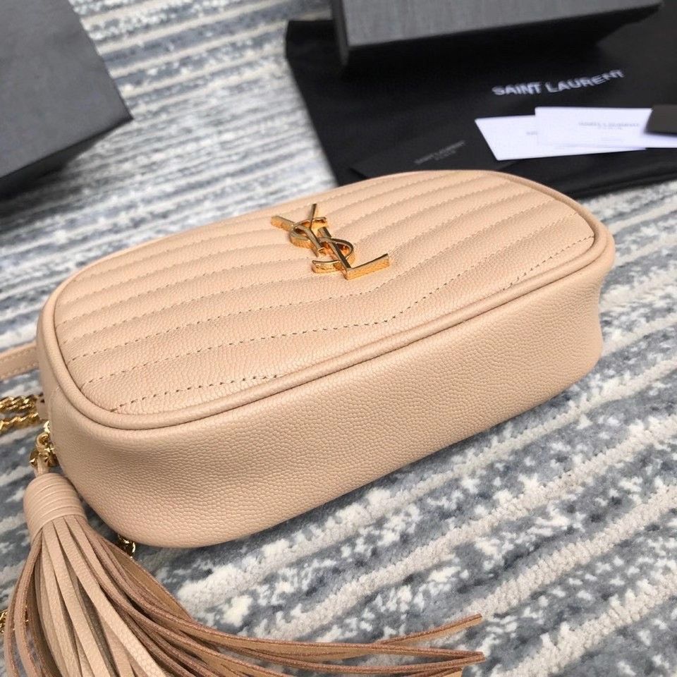 Saint Laurent Lou Mini Bag In Beige Calfskin