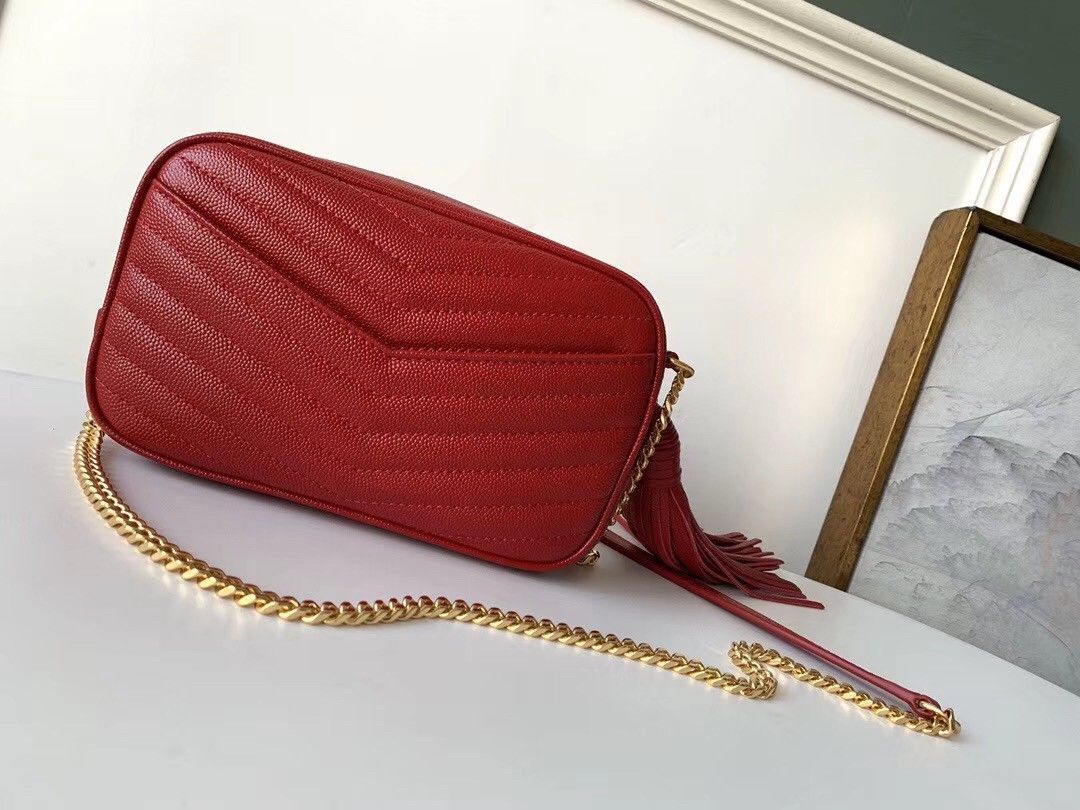 Saint Laurent Lou Mini Bag In Red Calfskin