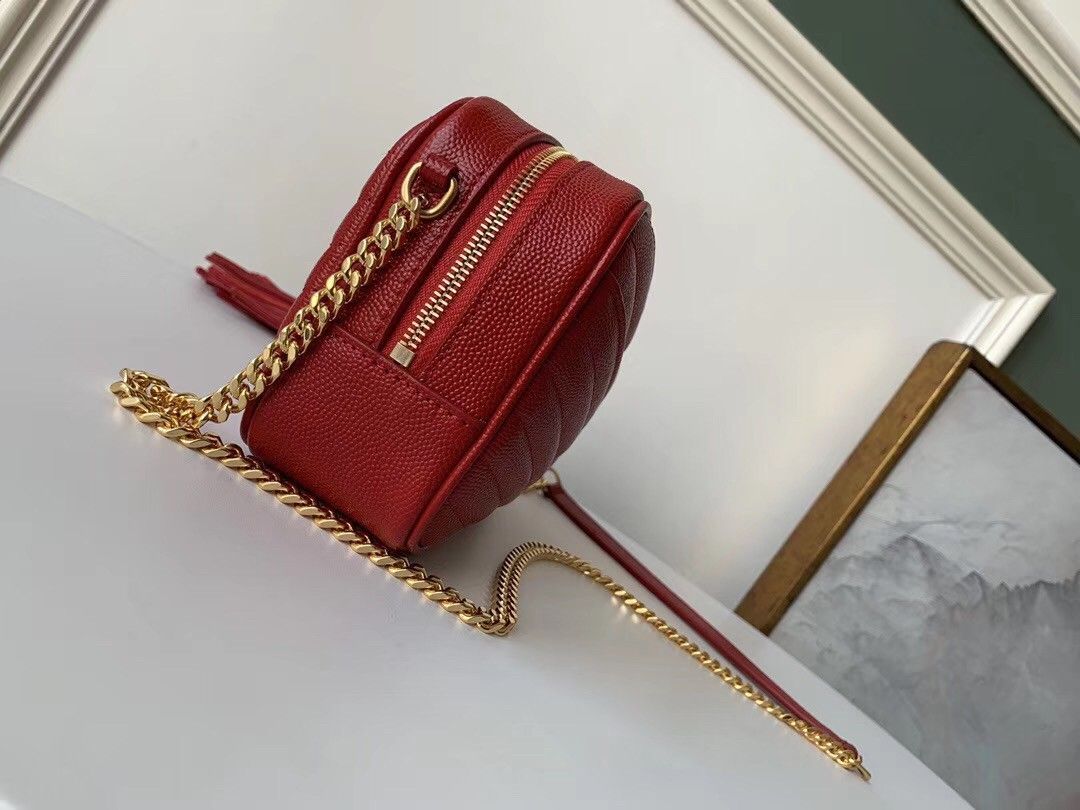 Saint Laurent Lou Mini Bag In Red Calfskin