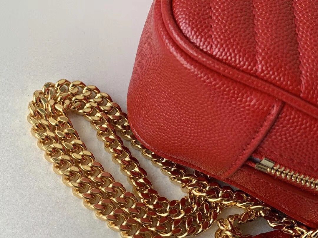 Saint Laurent Lou Mini Bag In Red Calfskin