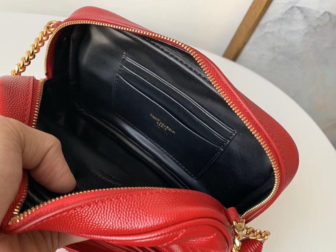 Saint Laurent Lou Mini Bag In Red Calfskin