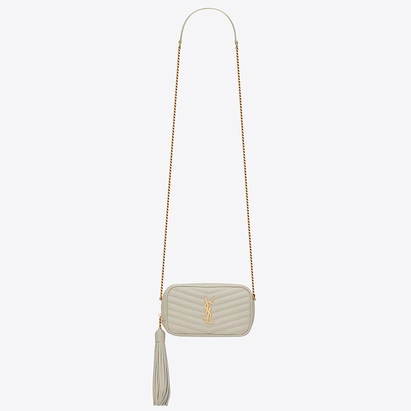 Saint Laurent Lou Mini Bag In White Calfskin