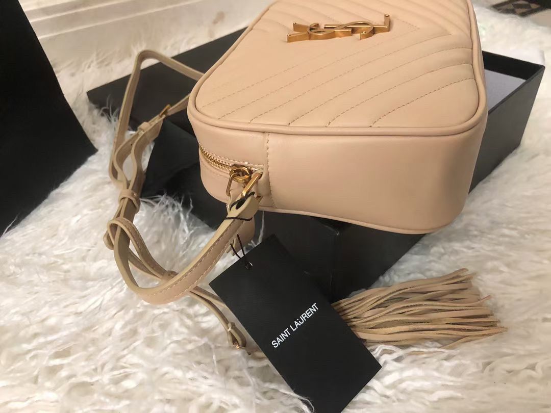 Saint Laurent Lou Camera Bag In Beige Quilted Leather