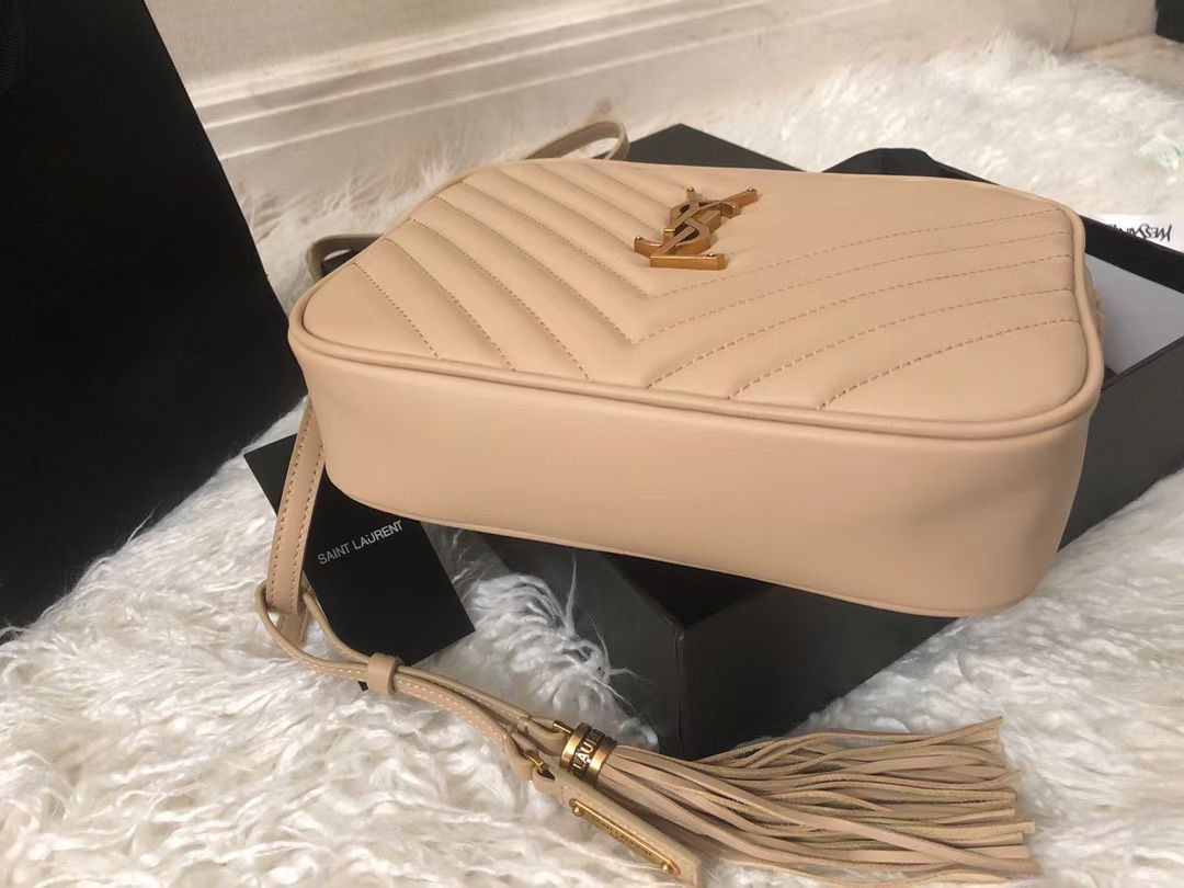 Saint Laurent Lou Camera Bag In Beige Quilted Leather