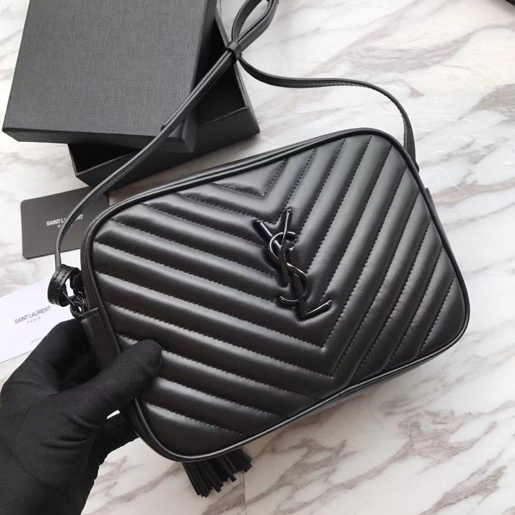 Saint Laurent Lou Camera Bag In Black Quilted Leather