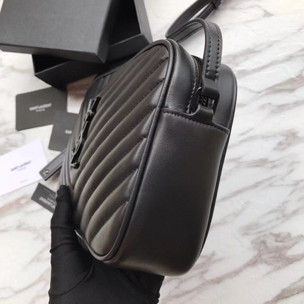 Saint Laurent Lou Camera Bag In Black Quilted Leather