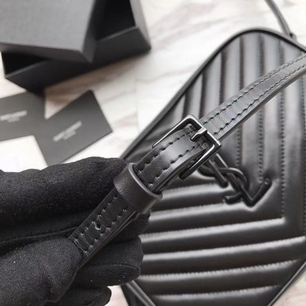 Saint Laurent Lou Camera Bag In Black Quilted Leather