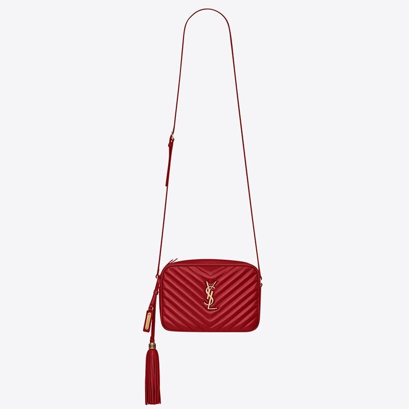 Saint Laurent Lou Camera Bag In Red Quilted Leather