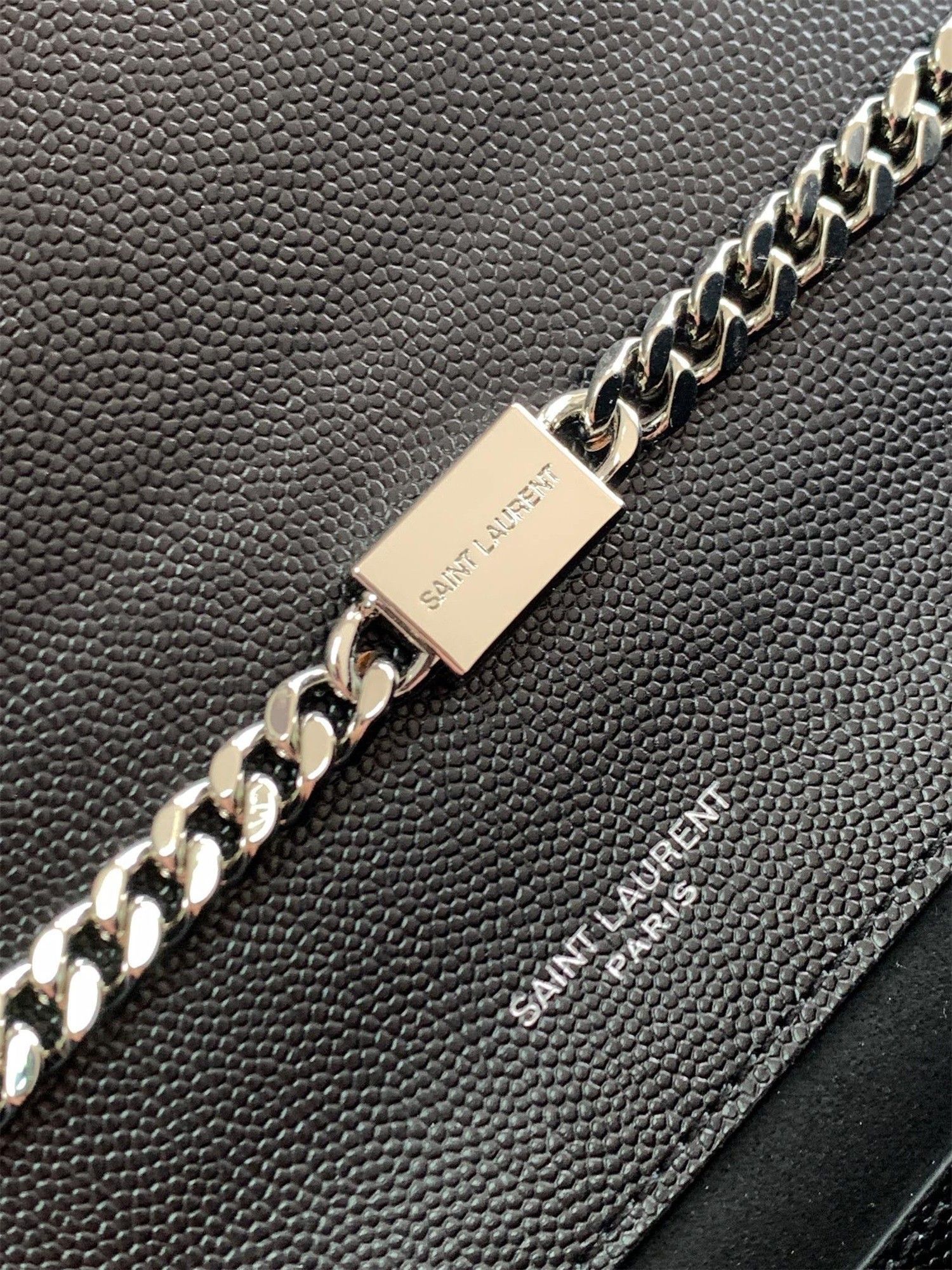 Saint Laurent Kate Medium Chain Bag In Noir Grain De Poudre Leather