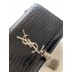 Saint Laurent Kate Small Tassel Bag In Noir Crocodile-embossed Leather