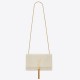 Saint Laurent Kate Medium Tassel Bag In White Crocodile-embossed Leather