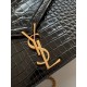 Saint Laurent Cassandra Medium Bag In Black Crocodile Embossed Leather