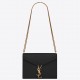 Saint Laurent Cassandra Medium Chain Bag In Black Grained Leather