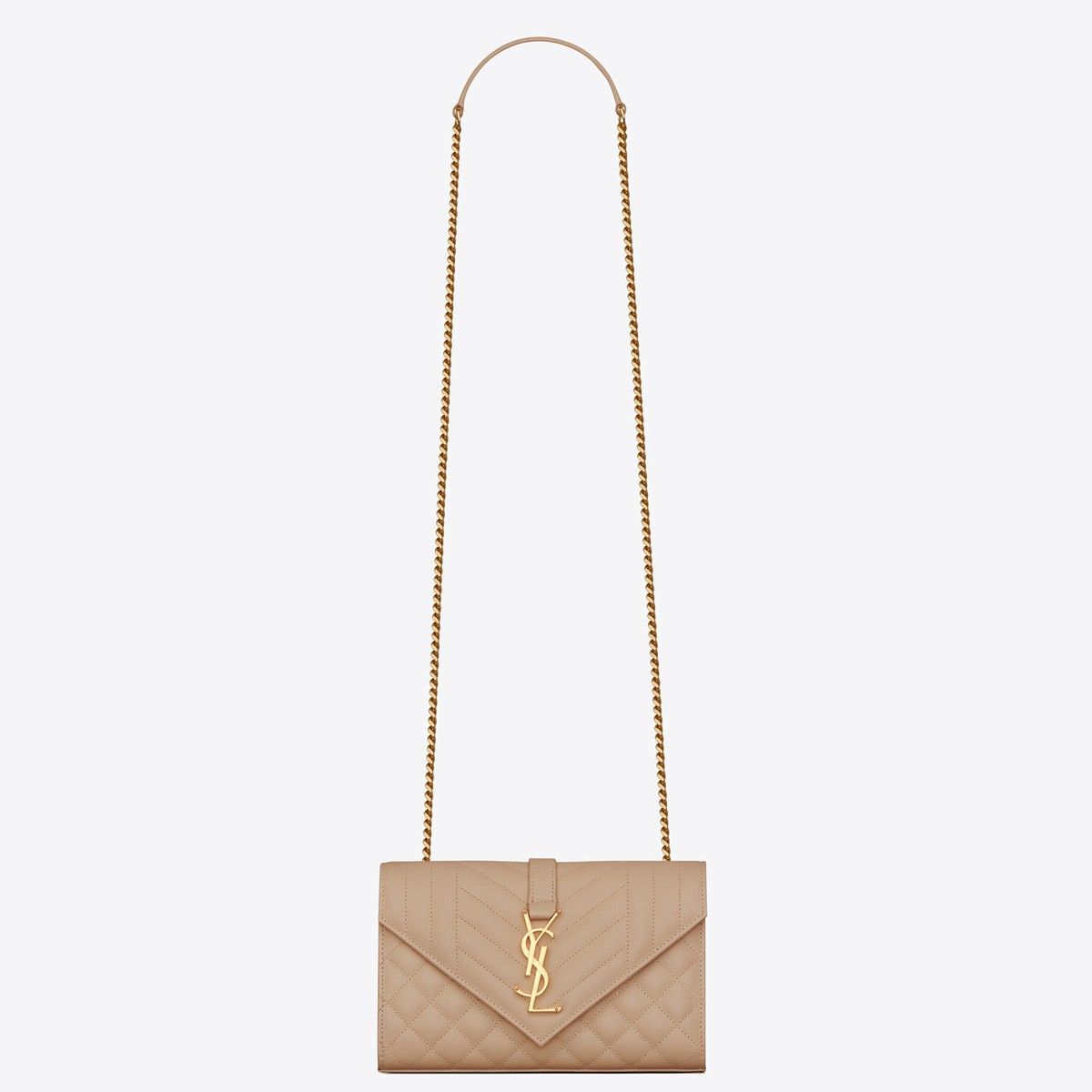 Saint Laurent Envelope Small Bag In Beige Matelasse Grained Leather