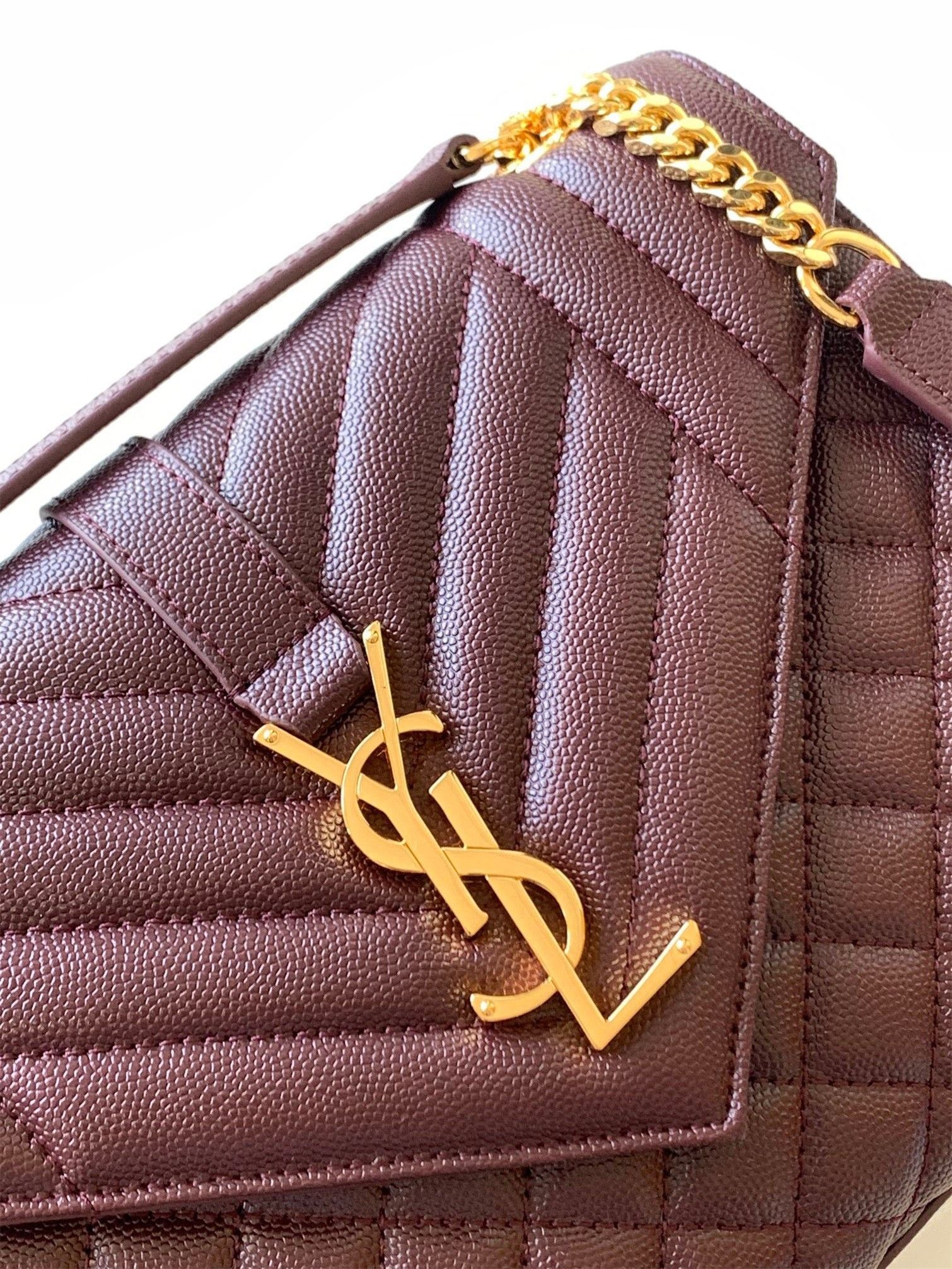 Saint Laurent Envelope Medium Bag In Bordeaux Matelasse Grained Leather