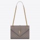 Saint Laurent Envelope Medium Bag In Grey Matelasse Grained Leather