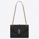 Saint Laurent Envelope Medium Bag In Black Matelasse Grained Leather