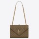 Saint Laurent Envelope Medium Bag In Khaki Matelasse Grained Leather