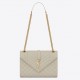 Saint Laurent Envelope Medium Bag In White Matelasse Grained Leather