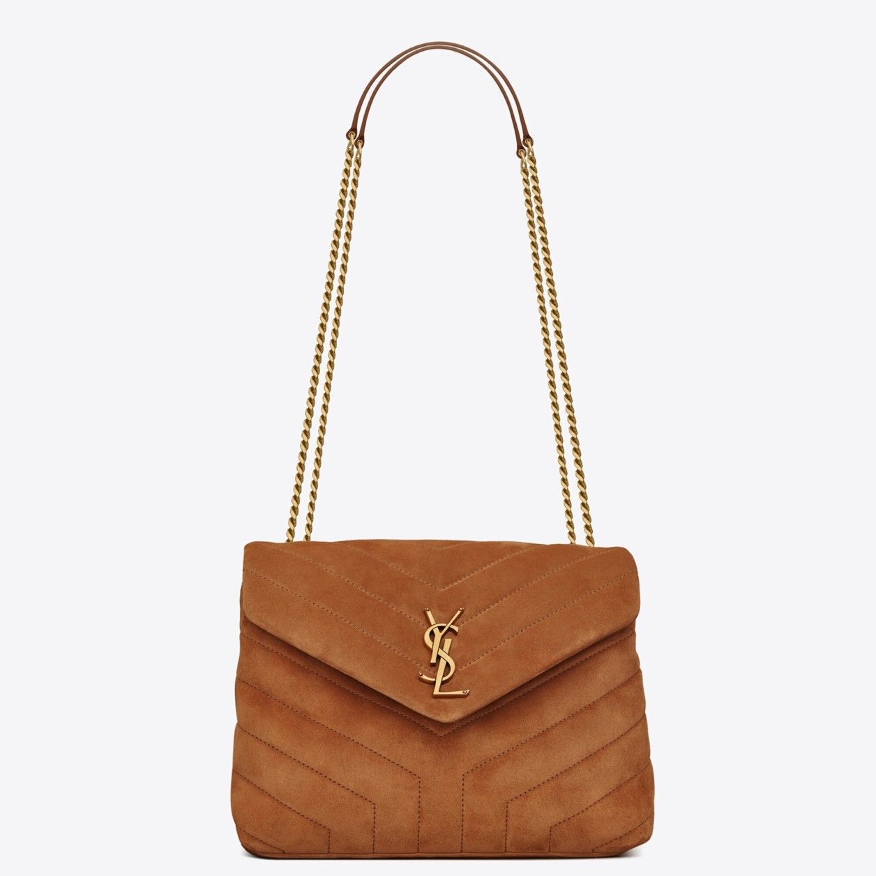 Saint Laurent LouLou Small Chain Bag In Brown Suede Leather