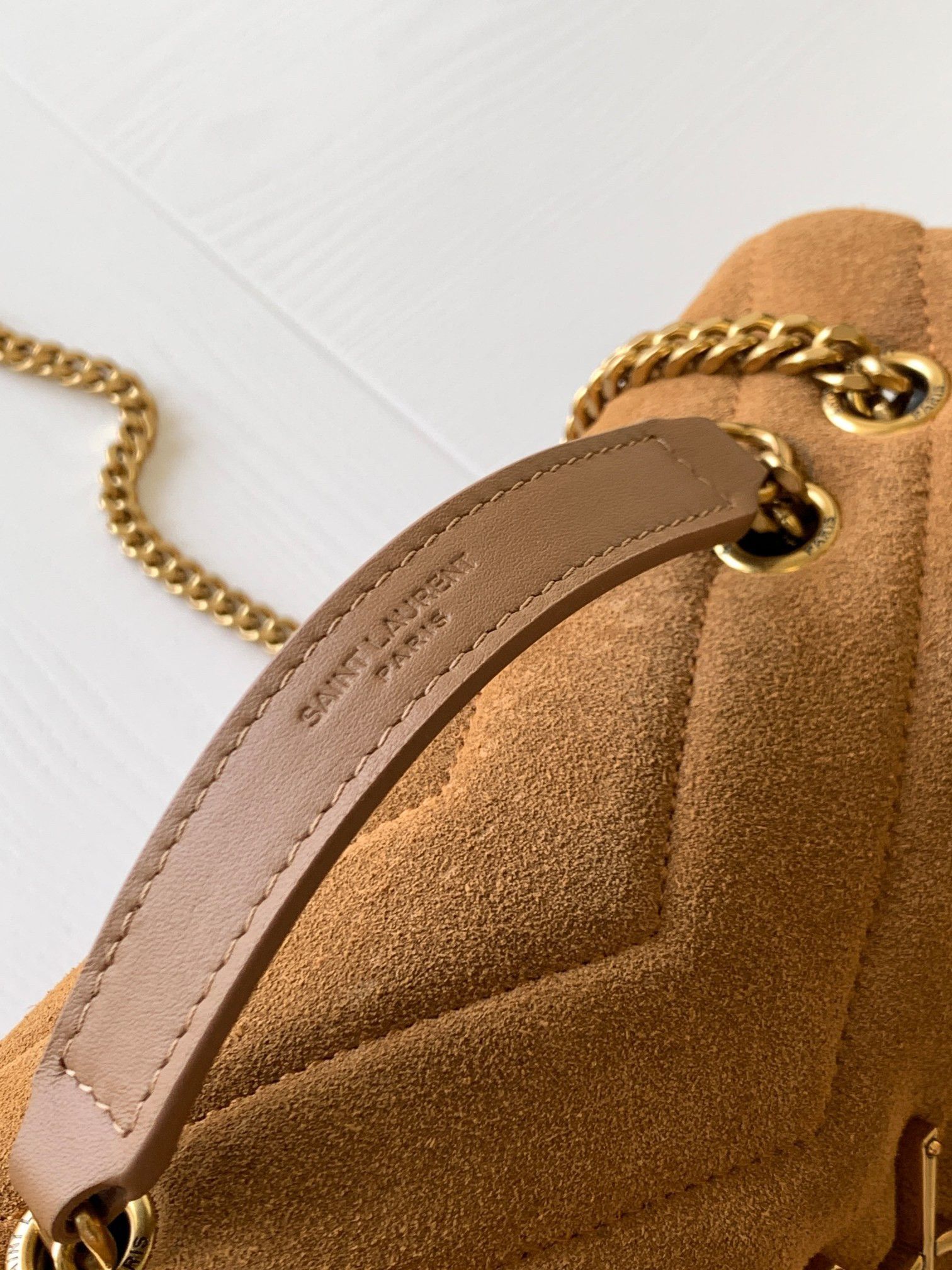 Saint Laurent LouLou Small Chain Bag In Brown Suede Leather