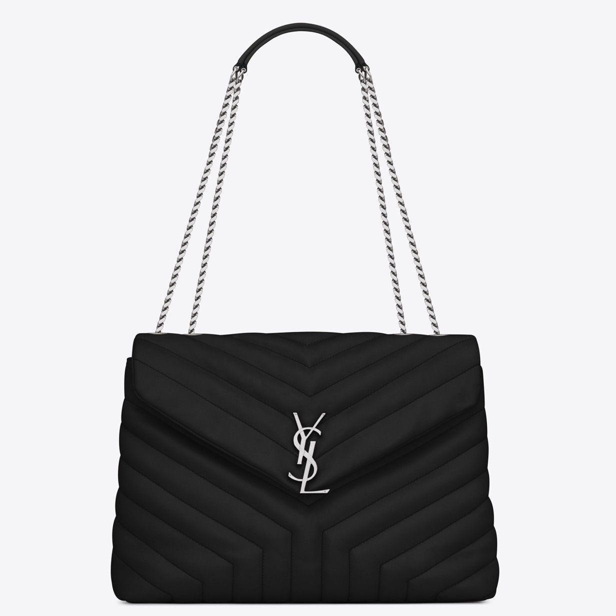 Saint Laurent LouLou Medium Chain Bag In Noir Quilted Calfskin