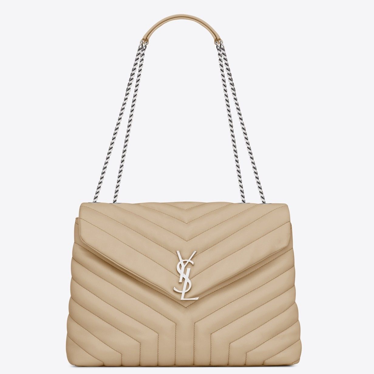 Saint Laurent LouLou Medium Chain Bag In Poudre Quilted Calfskin