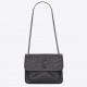 Saint Laurent Niki Baby Chain Bag In Dark Grey Crinkled Leather