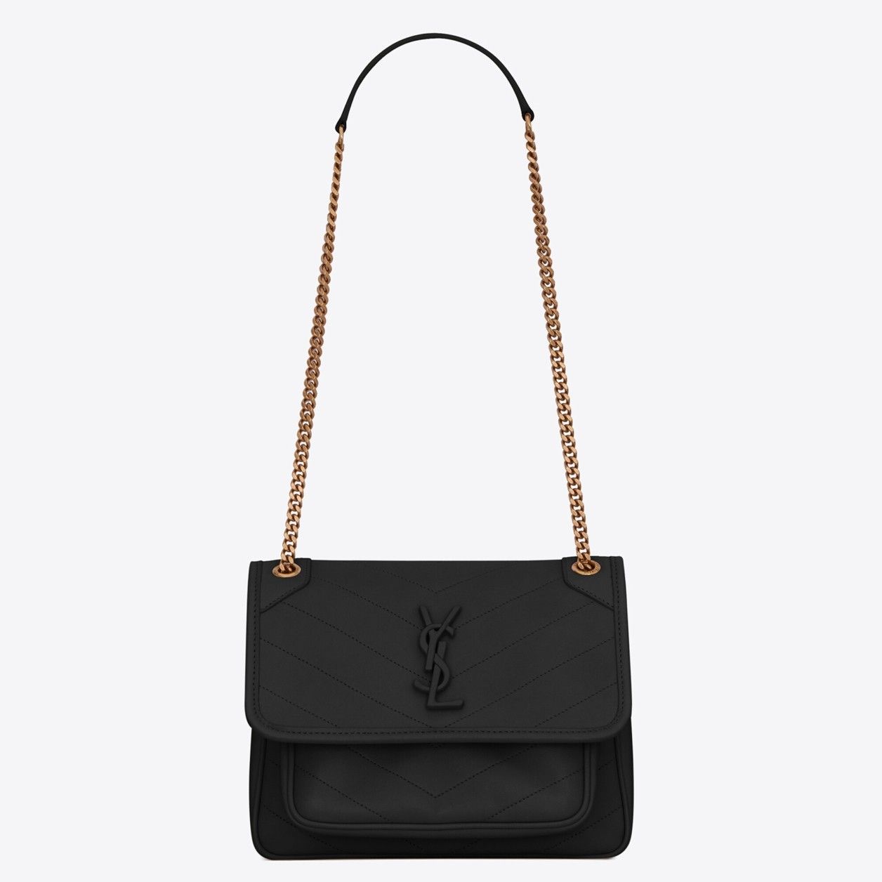 Saint Laurent Niki Baby Chain Bag In Black Lambskin