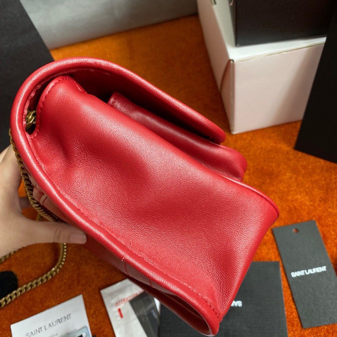 Saint Laurent Niki Baby Chain Bag In Red Lambskin