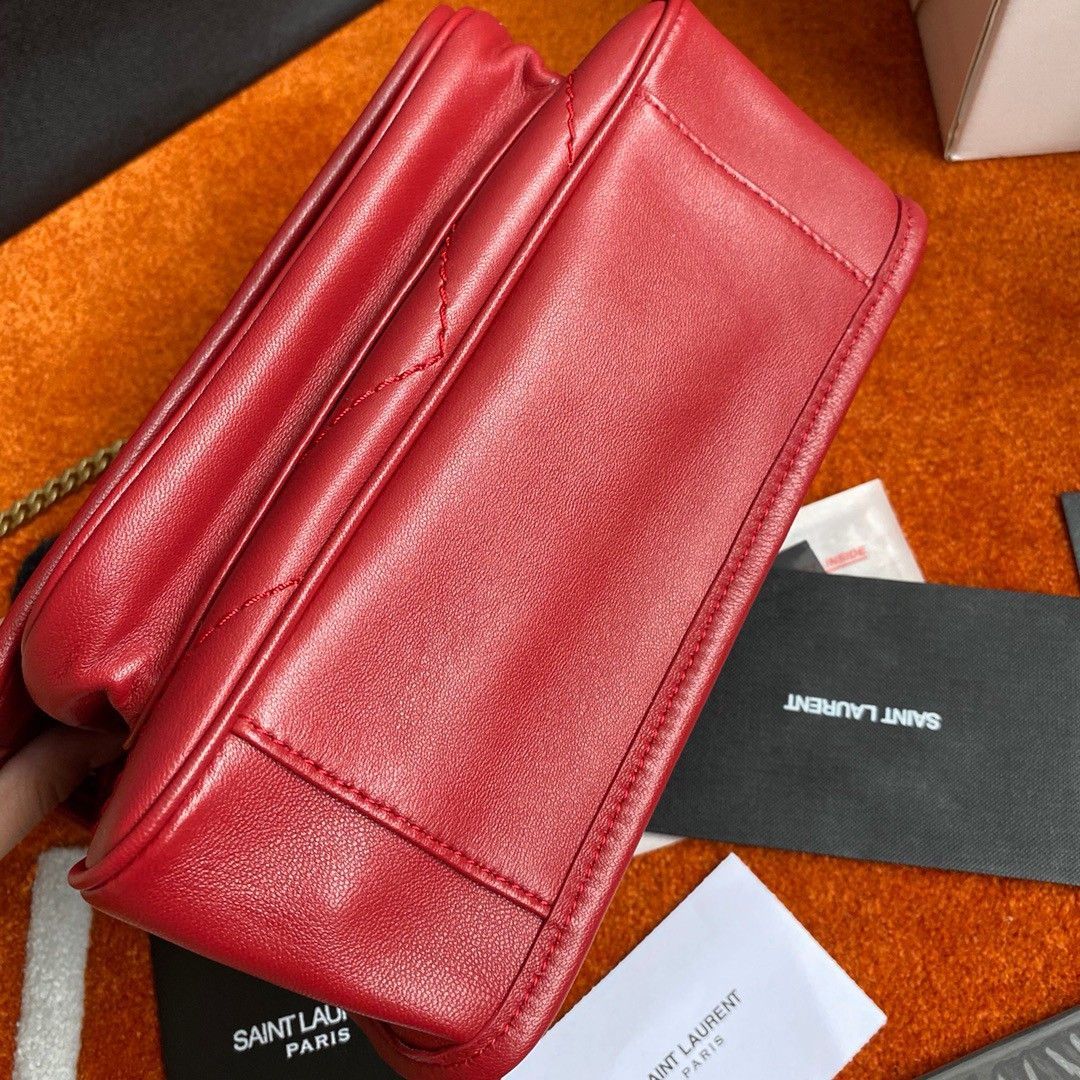 Saint Laurent Niki Baby Chain Bag In Red Lambskin