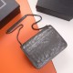 Saint Laurent Niki Medium Chain Bag In Dark Grey Crinkled Leather